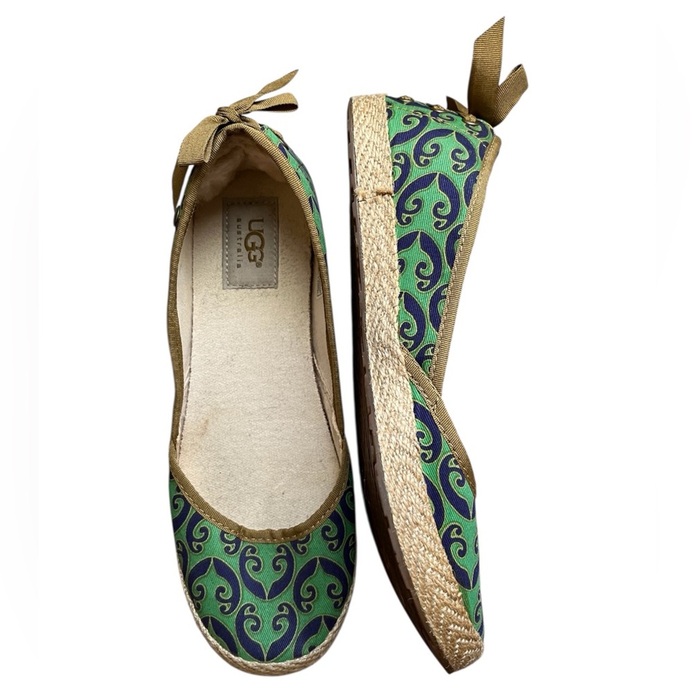 UGG Australia Women Indah MARRAKECH Slip-on Size 7 Green Sheepskin Ballet Flats